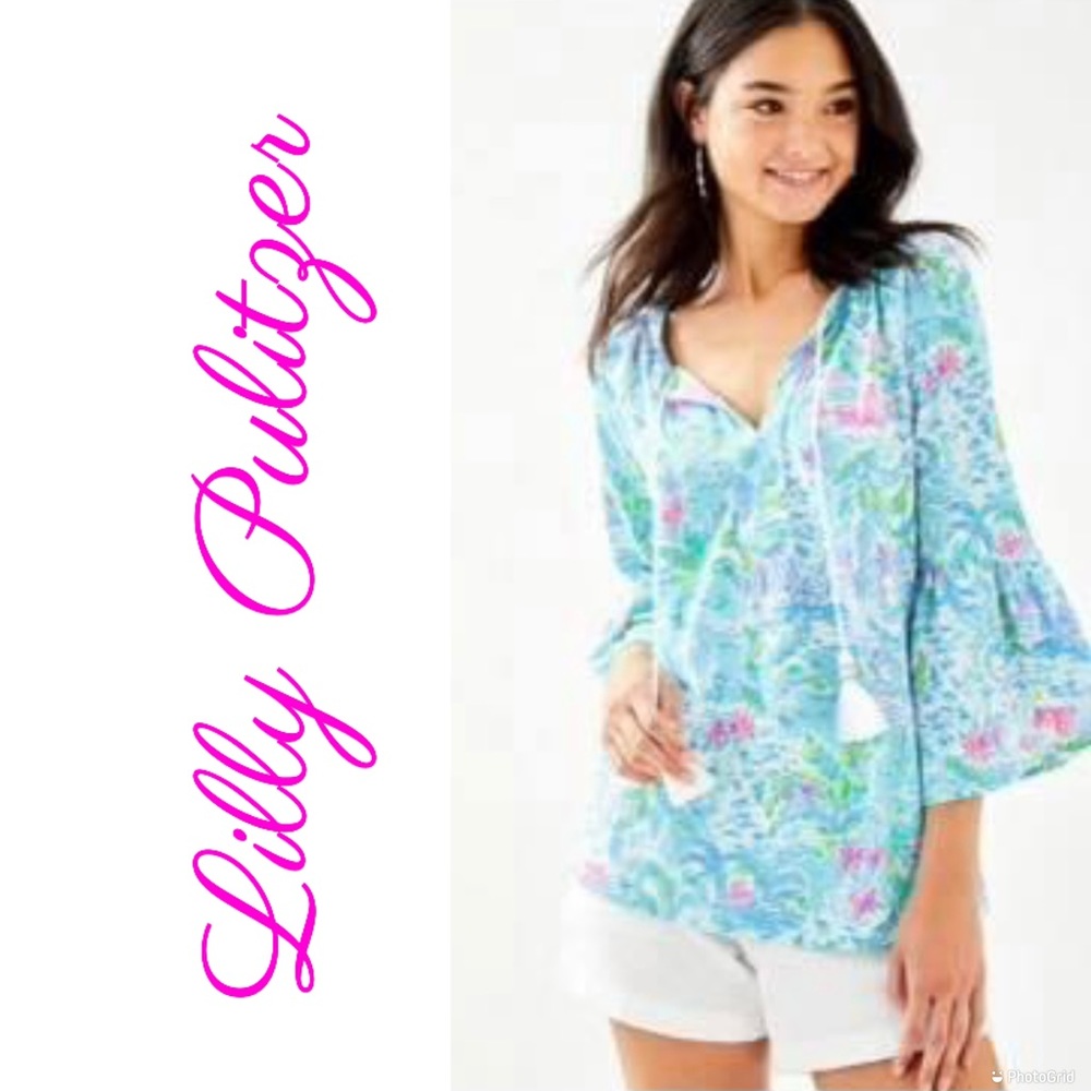 🌸SOLD🌸.  Lilly Pulitzer Top with tassels • L